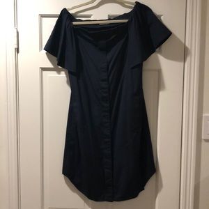 Vince Navy Off-the-Shoulder Dress